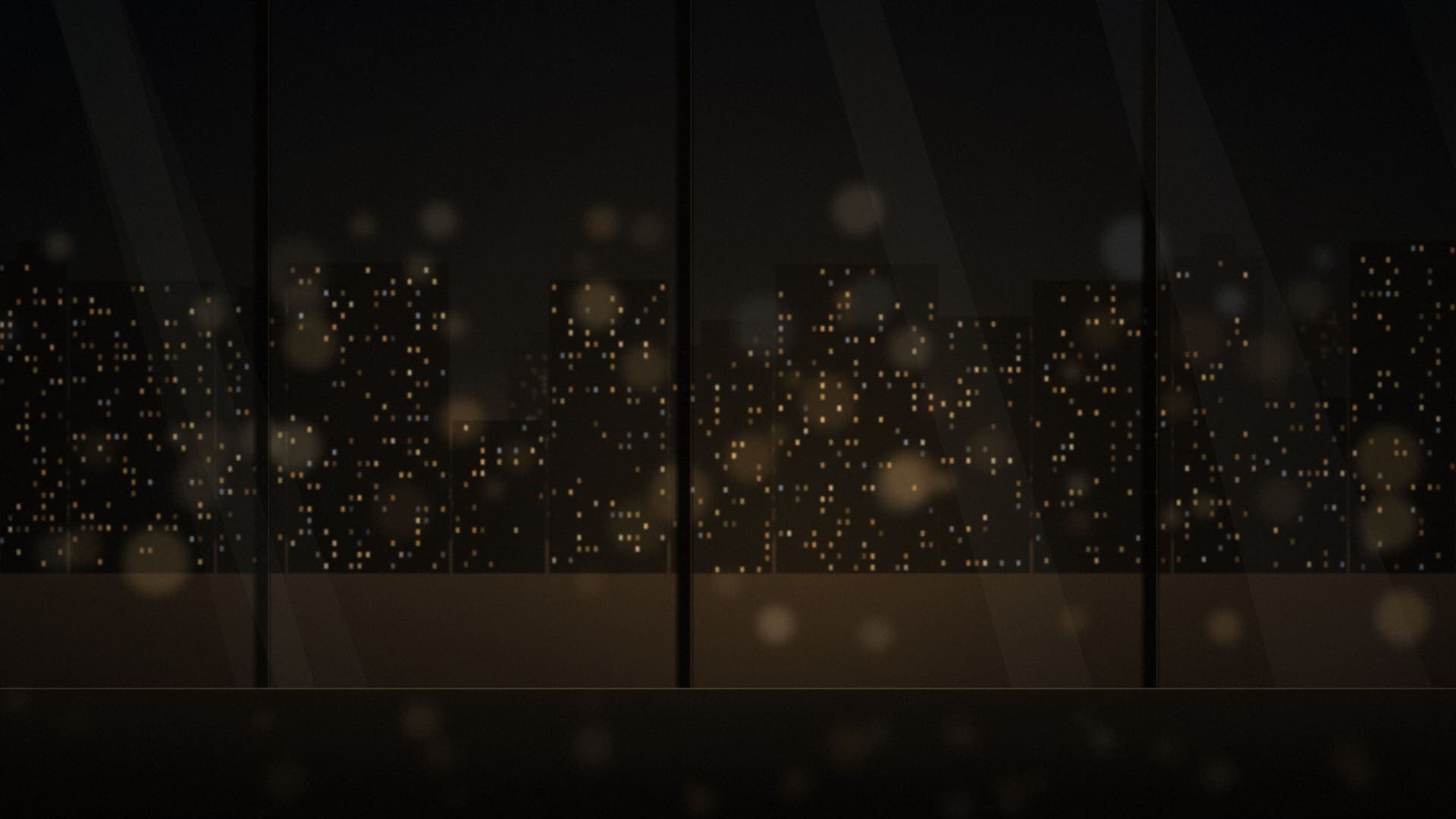Illustration: city lights at night, seen through a glass wall.