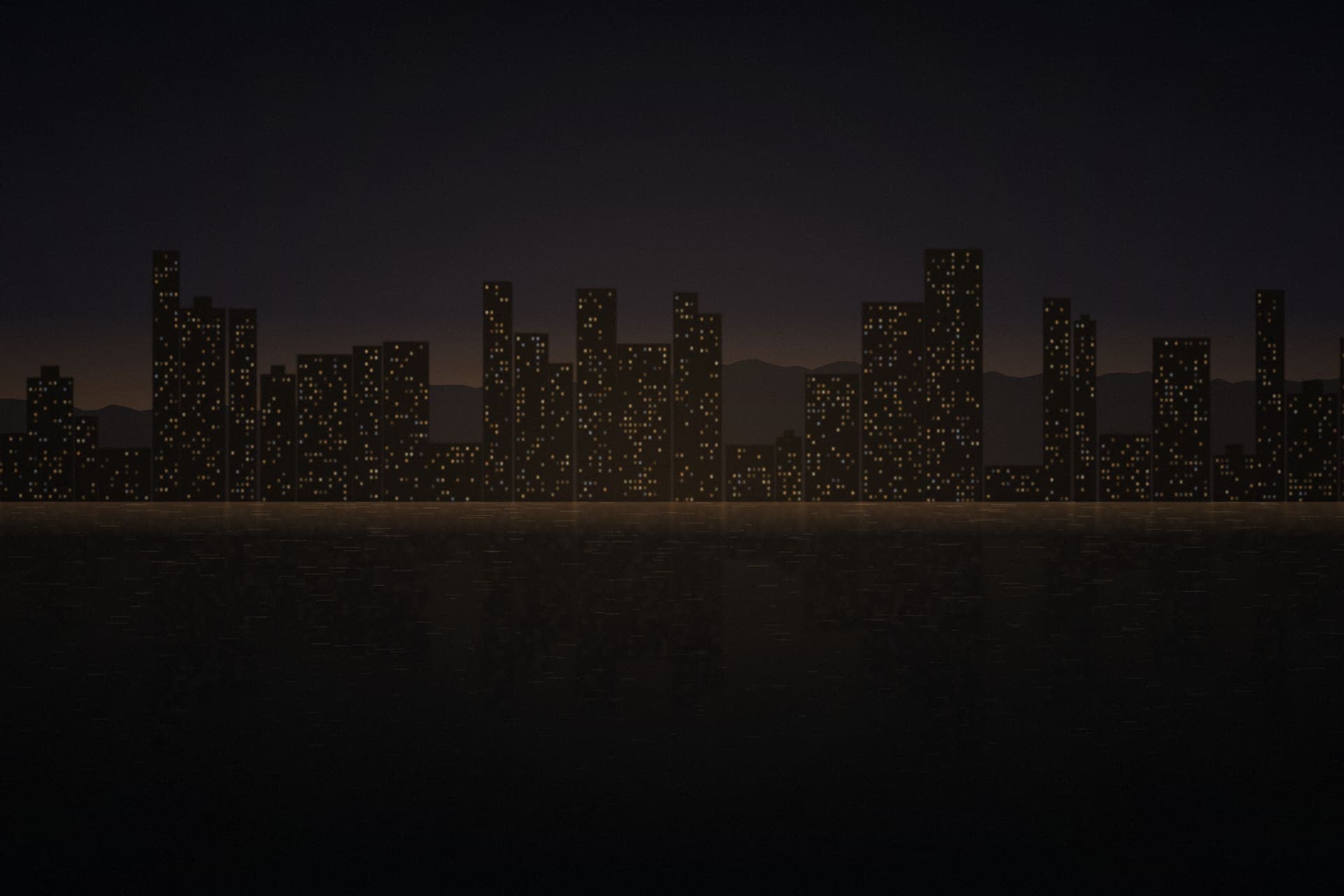 Illustration: a city skyline at dusk across dark water.